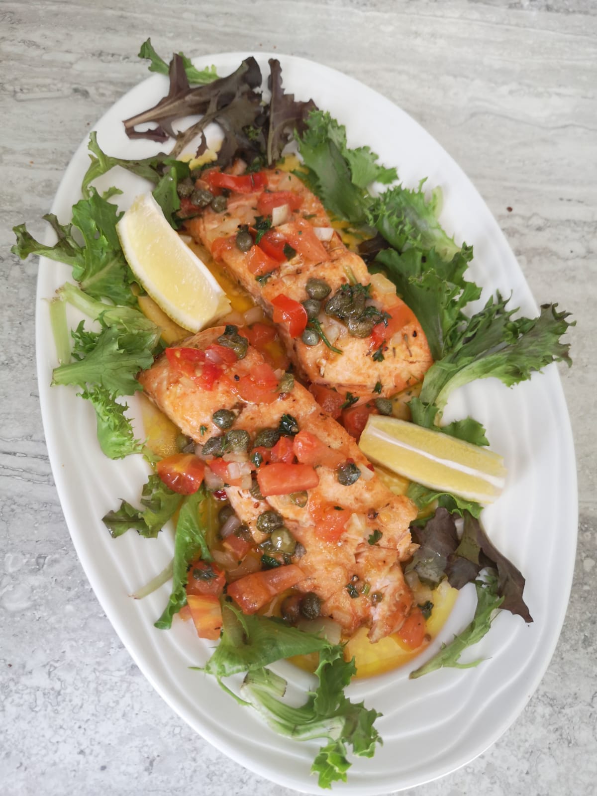 Salmon in sauce vierge